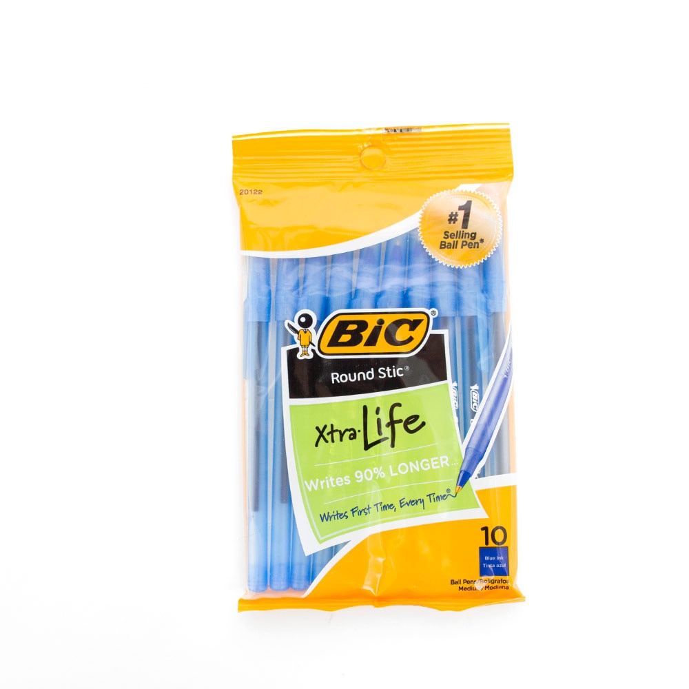 Bic, Blue, Rollerball/Ballpoint, Art & School, Round Stic, Medium, 10 pack, 4954